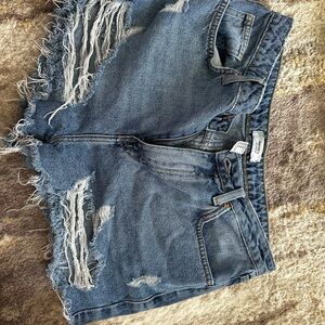 Frayed Blue Jean Shorts